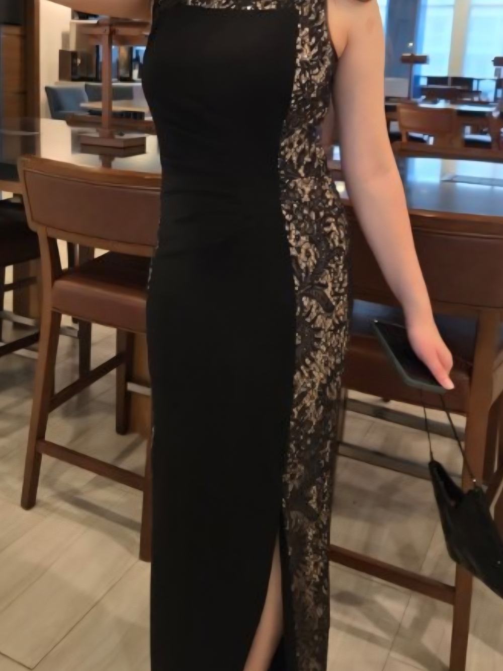 Betsy & Adam Black Lace-Panel Evening Gown - Elegant Long Dress - Picture 11 of 11